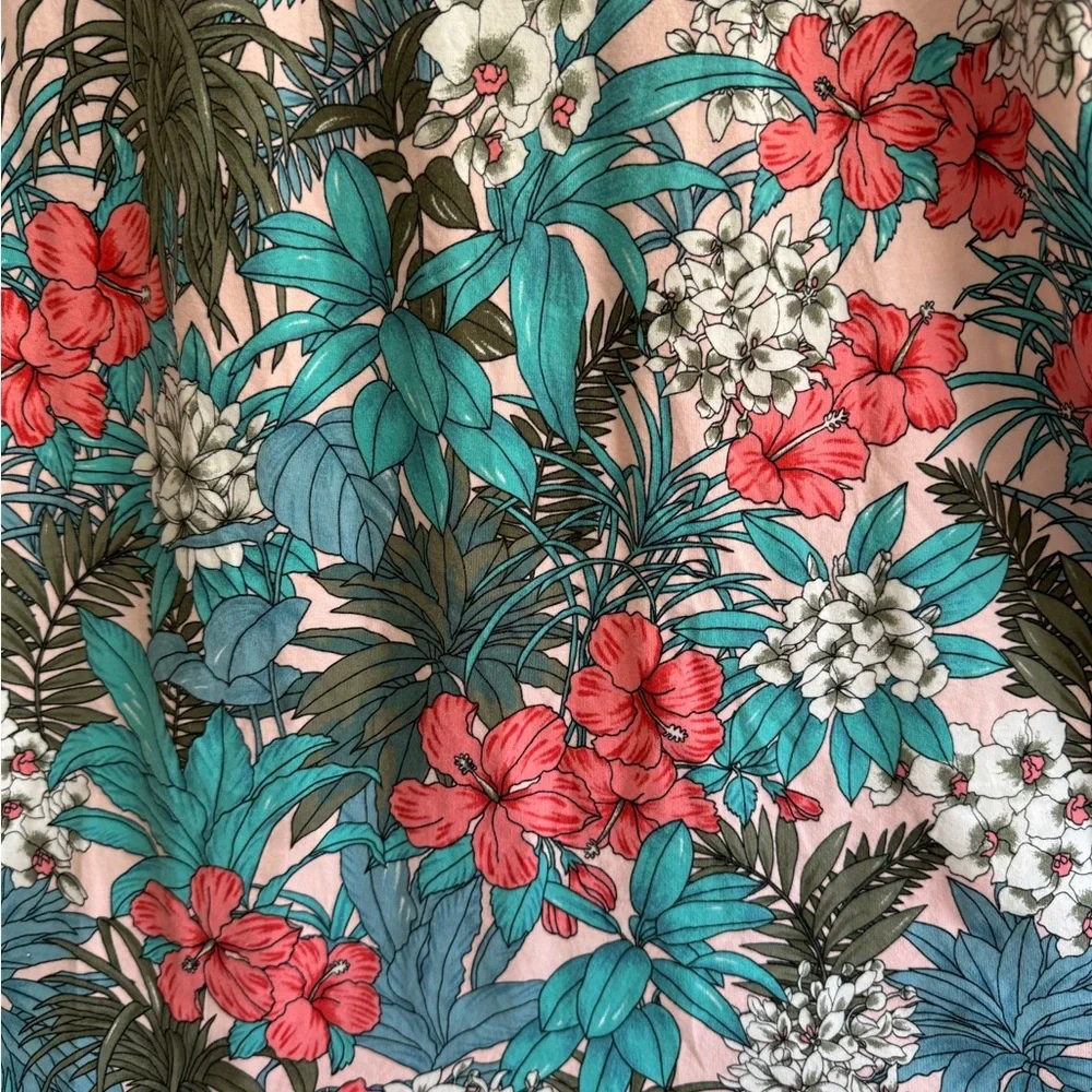 TALBOTS FLORAL JUNGLE JERSEY MAXI DRESS SLEEVELESS SUPER SOFT TROPICAL SZ L‎